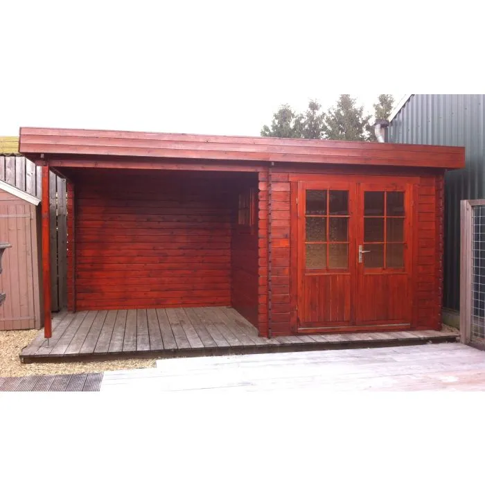 Houten tuinhuisje blokhut Gatwick platdak 500x250cm