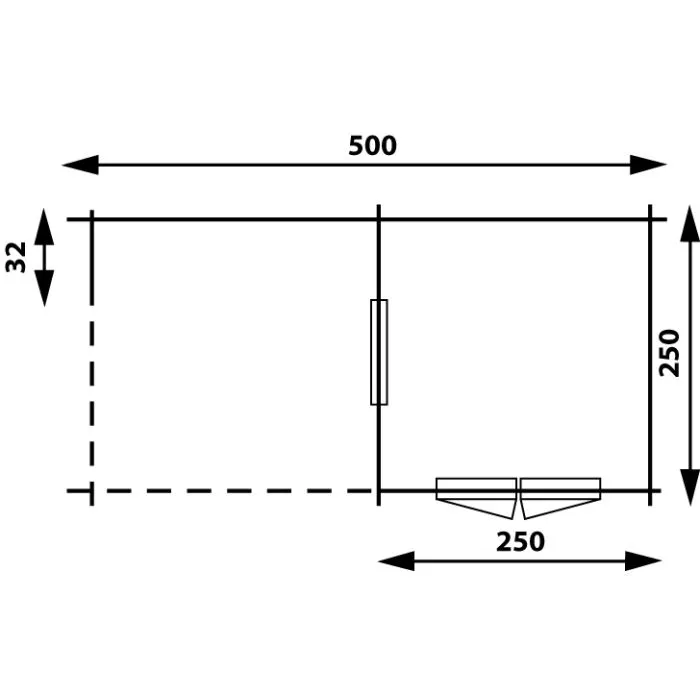 Houten tuinhuisje blokhut Gatwick platdak 500x250cm