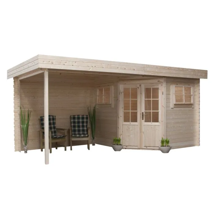 Houten tuinhuisje blokhut Windsor platdak 500x250cm