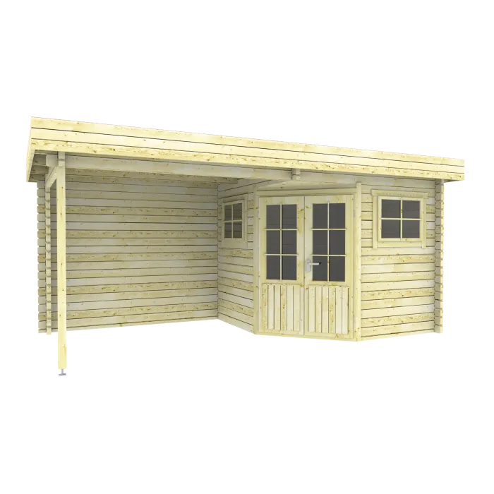 Houten tuinhuisje blokhut Windsor platdak 500x250cm