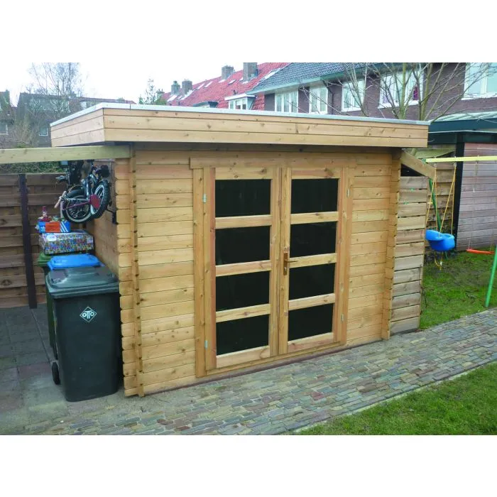 Houten tuinhuisje Modern platdak 300x250cm / 28mm