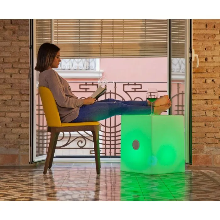 Tuinverlichting lichtkubus Cube met speaker 20x20x20cm