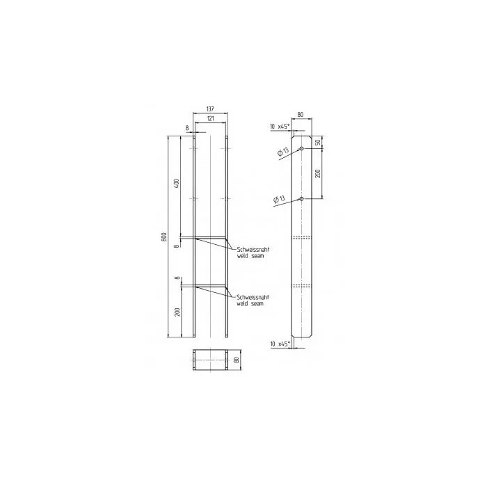 H-pergoladrager zwaar tuinscherm carport 121mm