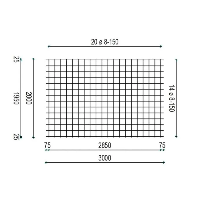 Betonmatten betongaas tuinscherm roest 2x3m 8/150mm